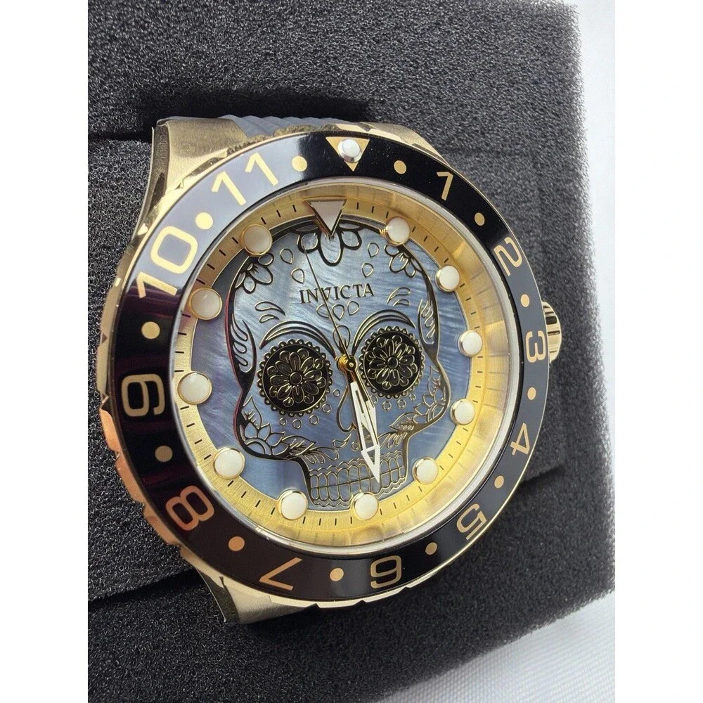 Invicta Aviator Dia De Los Muertos Mens Watch 50mm Mother of Pearl Dial 36856